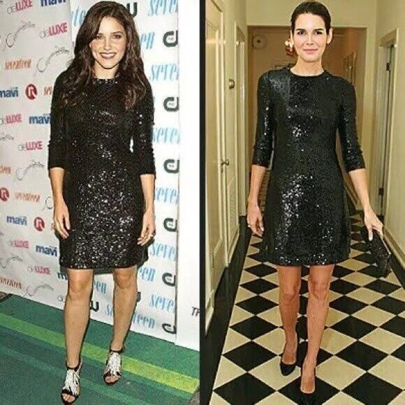 NWT Tory Burch Black Sequin Sheath Dress - Picture 3 of 9